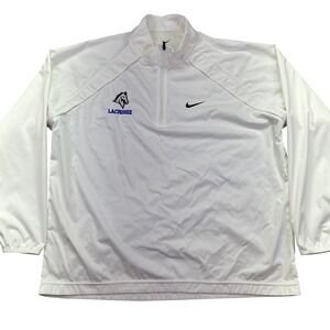 Nike Lacrosse Pullover Jacket Lightweight Quarter‎ Zip White XL Boho Grunge